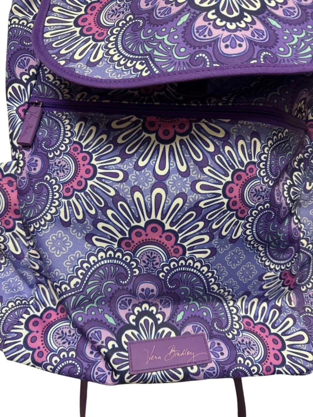 Vera Bradley Lighten Up Backpack Lilac Medallion Purple Drawstring 16x17x6 NEW